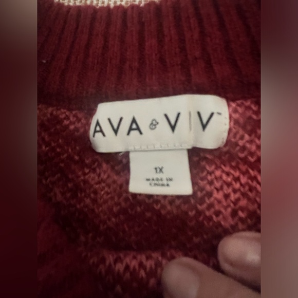 Ava & Via - pink & burgundy houndstooth sweater - Picture 7 of 10
